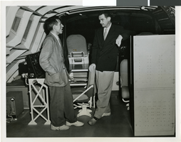 Photograph of Howard Hughes and Earl Martyn in the cockpit of the Hughes Flying Boat, Los Angeles Harbor, 1947