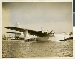 Photograph of the HK-1, Hughes Flying Boat, returning from its historic test flight, November 2, 1947