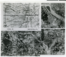 Aerial photograph of Potomac area, with map, demonstrating the Lockheed Shooting Star mapping plane, October 28, 1946