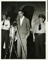 Photograph of Howard Hughes news conference, New York, April, 1947