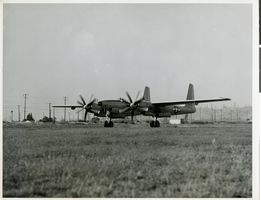 Photograph of the XF-11 as it is about to take off for its first test flight in Culver City, California July 7, 1947