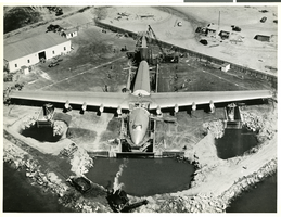 Aerial photograph of Hughes' flying boat, Los Angeles (Calif.), July 16, 1947