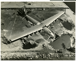 Aerial photograph of Hughes' Hercules flying boat aircraft, Los Angeles (Calif.), July 16, 1947