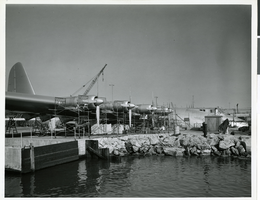Photograph of Hughes Flying Boat on Terminal Island, during assembly, January 8, 1947.