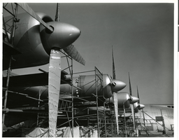 Photograph of the Flying Boat being assembled at Long Beach Harbor, near Los Angeles, January 8, 1947