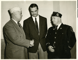 Photograph of Howard Hughes with American Legion Commanders, Hollywood, 1952