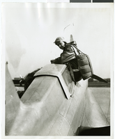 Photograph of Howard Hughes with the Northrop Gamma Racer, 1936