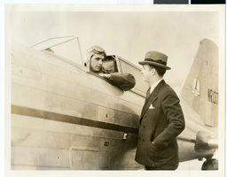 Photograph of Howard Hughes in the Northrop Gamma Racer, 1936