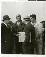 Photograph of Howard Hughes and Albert Lodwick beside the Northrop Gamma racer, 1936