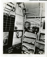 Photograph of fuel tanks and valves inside plane, 1930-1950