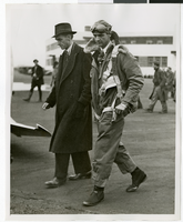 Howard Hughes and Edward Lund at the Newark Airport, New Jersey, January 19, 1937