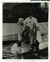 Photograph of Howard Hughes at a U.S. Coast Guard Station, January 15, 1938
