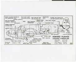 Photograph of a diagram of Howard Hughes' Lockheed 14 monoplane, July, 11, 1938