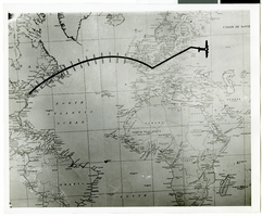 Photograph of a flight path map, 1938