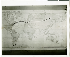 Photograph of a flight path map, July 1938