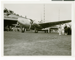Photograph of the Lockheed 14 landing in Fairbanks, Alaska, July 1938