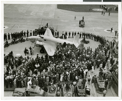Photograph of crowds at Floyd Bennett Airfield, New York, July 14, 1938