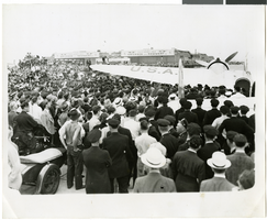 Photograph of crowds at Floyd Bennett Airfield, New York, July 1938