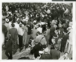 Photograph of crowds at Floyd Bennett Airfield, New York, July 14, 1938