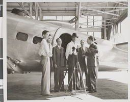 Photograph of Howard Hughes and other men in New York, August 20, 1938