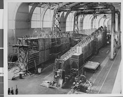 Photograph of the construction of the Spruce Goose, circa 1946