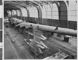 Photograph of the construction of Howard Hughes' Hercules, circa 1946