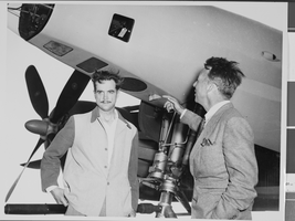 Photograph of Howard Hughes with Senator Harry P. Cain, Culver City, California, August 16, 1947