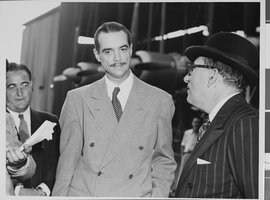 Photograph of Howard Hughes and Claud D. Pepper, San Pedro, California, November 04, 1947
