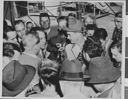 Photograph of Howard Hughes and others, Terminal Island, California, November 02, 1947