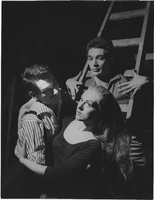 Photograph of Vassili Sulich, Tessa Beaumont and an unidentified male dancer performing in the ballet "L'Echelle," Paris, France, 1956