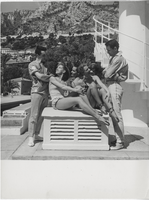 Photograph of Iván Dragadze and Vassili Sulich with three unidentified female dancers, Monte Carlo,1956-1958