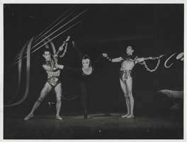 Photograph of Vassili Sulich, Ludmila Tcherina and Luis Diaz performing in an unknown ballet, 1950s
