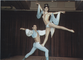 Vassili Sulich and and an unidentified female dancer performing in Lido, Paris, France,1950s-1960s