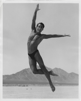 Photograph of Vassili Sulich posing in the desert in Nevada, 1960s