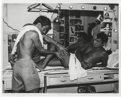 Photograph of Vassili Sulich with his masseur, Las Vegas, Nevada, 1960s