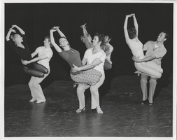 Photograph of members of the Nevada Dance Theatre rehearsing for the ballet "Bolero," 1973  
