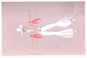 Costume design drawing, male dancer in a cowboy costume for Pzazz! 70, Las Vegas, circa 1970