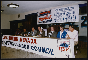 Photographs of Las Vegas to Los Angeles, Frontier Strike press conference, Culinary Union, 1992 January 30 (folder 1 of 1)