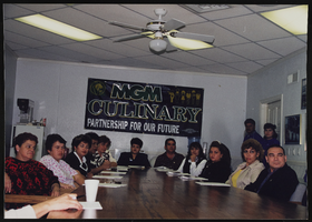 Photographs of MGM Grand contract signing press conference, Culinary Union, Las Vegas (Nev.), 1990s (folder 1 of 1)