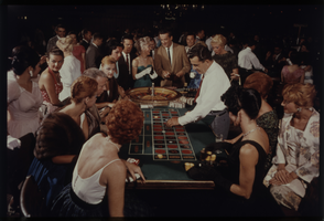 Color view of a roulette game in progress.