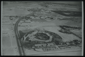 Black and white aerial view of the Strip.