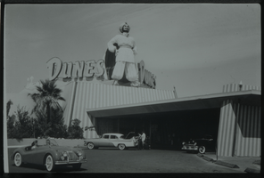Black and white view of the Dunes Hotel.