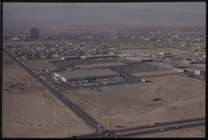 Color aerial view of Las Vegas.