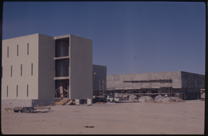 Color view of the Nevada Southern University (NSU) (later University of Nevada, Las Vegas) social sciences building (later Wright Hall).