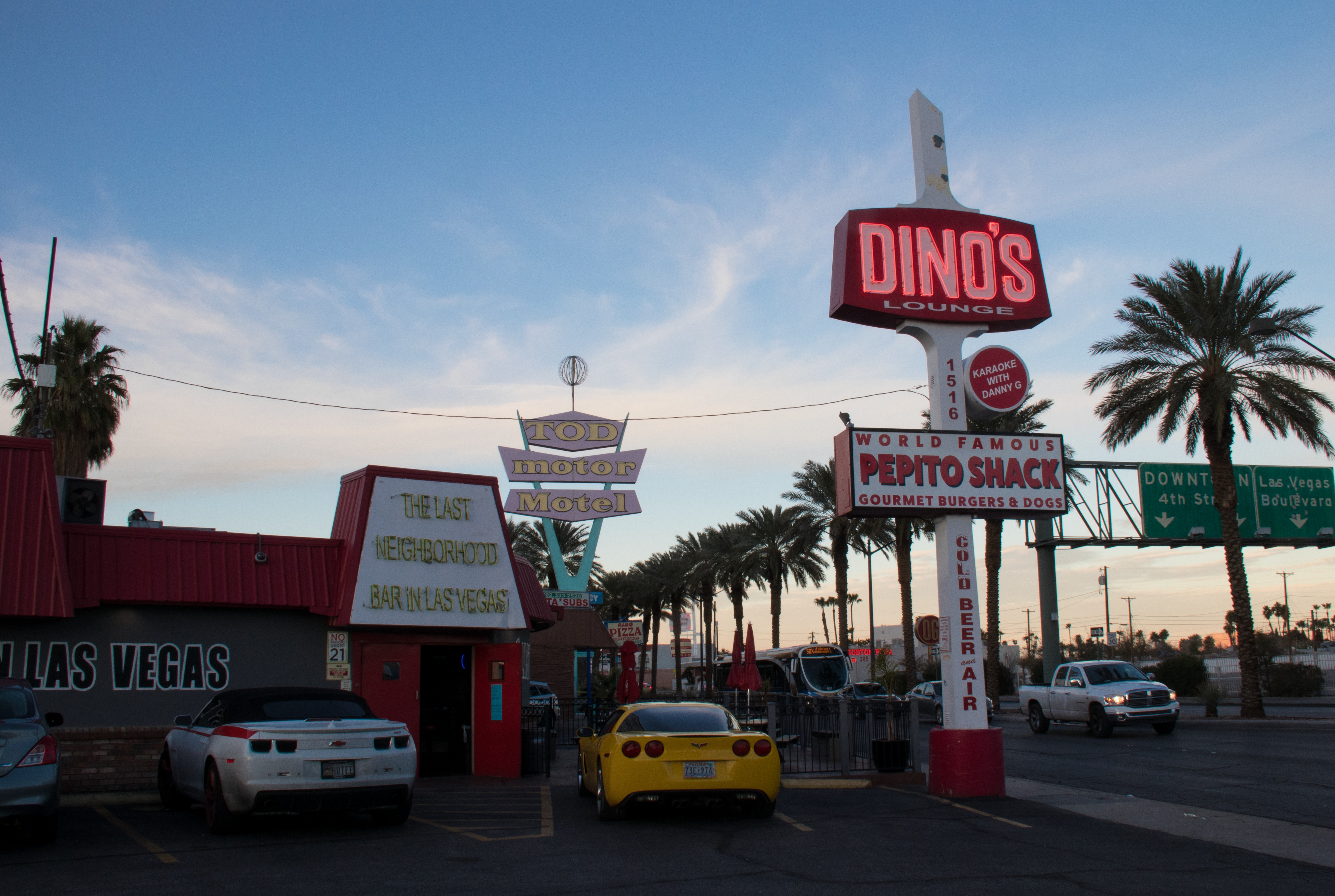 Photographs of Dino's Lounge sign, Las Vegas (Nev.), February 19, 2017