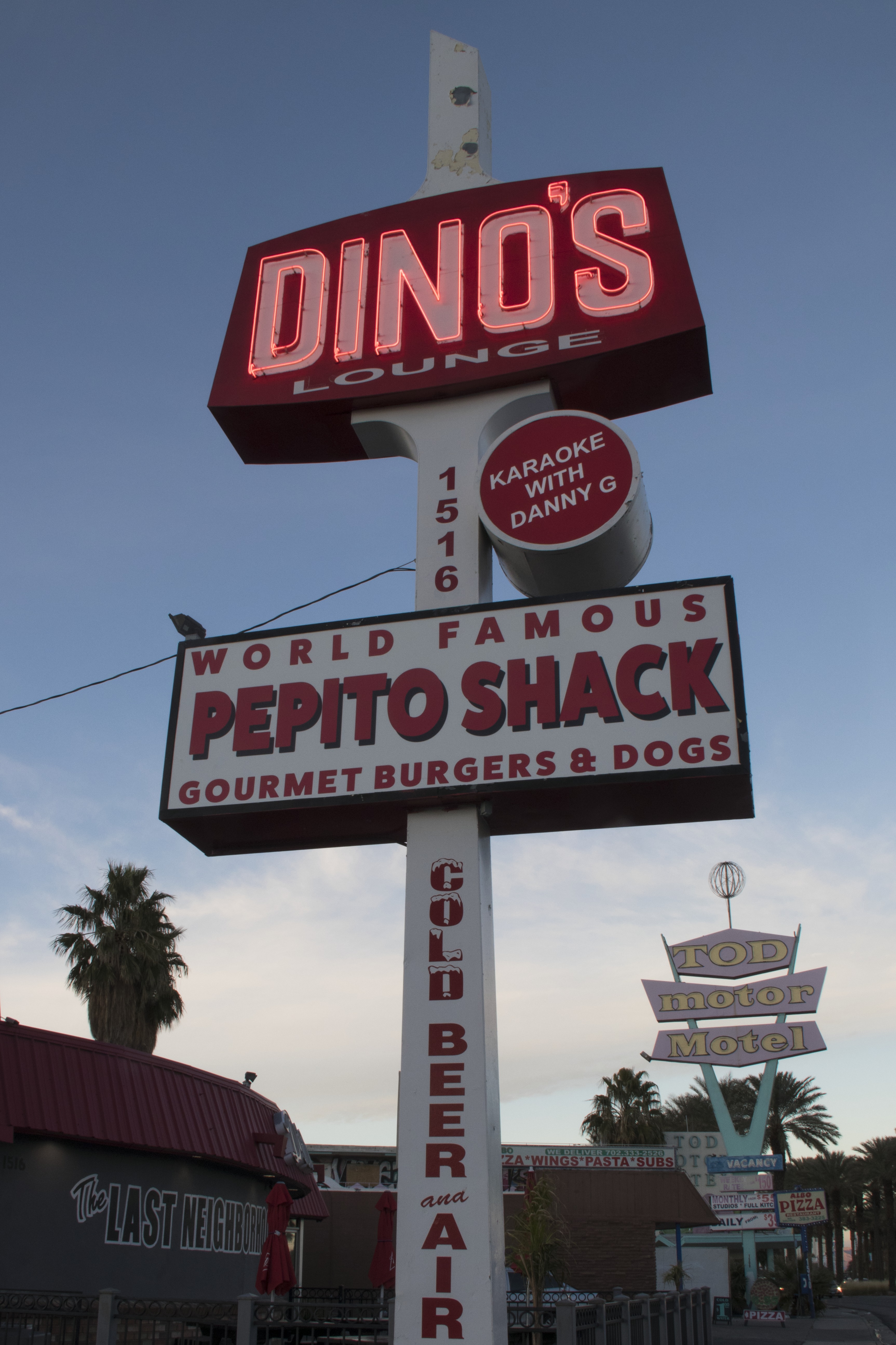 Photographs of Dino's Lounge sign, Las Vegas (Nev.), February 19, 2017
