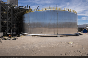Molten salt storage tank at Crescent Dunes Solar, near Tonopah, Nevada: digital photograph