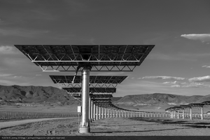 Heliostats (mirrors) at Crescent Dunes Solar, near Tonopah, Nevada: digital photograph