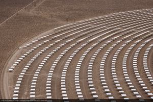 Heliostats at Crescent Dunes Solar, near Tonopah, Nevada: digital photograph