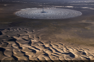 Aerial photo of Crescent Dunes Solar, near Tonopah, Nevada: digital photograph
